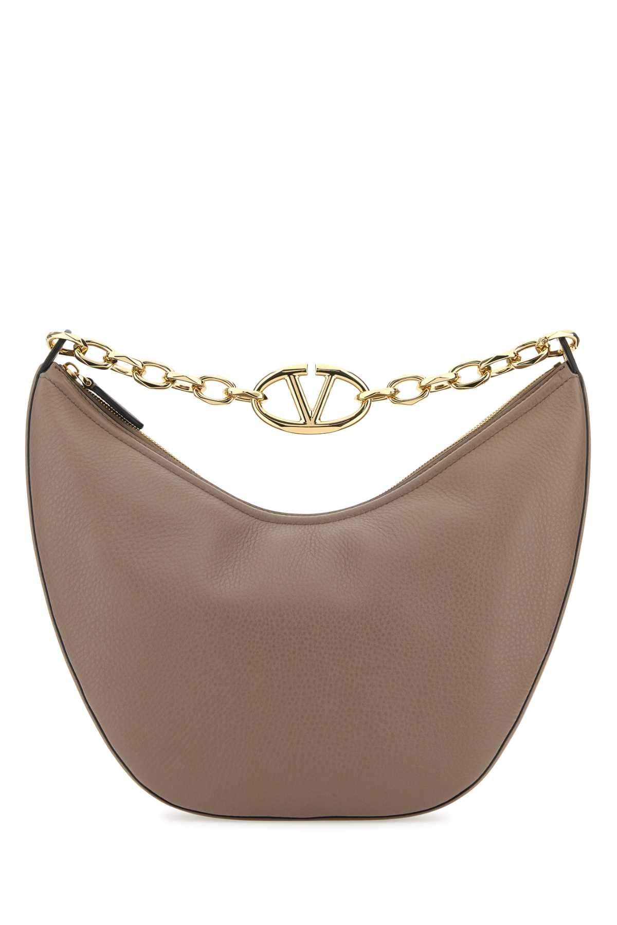 Valentino Garavani Women Antiqued Pink Leather Medium Hobo Vlogo Moon Shoulder Bag