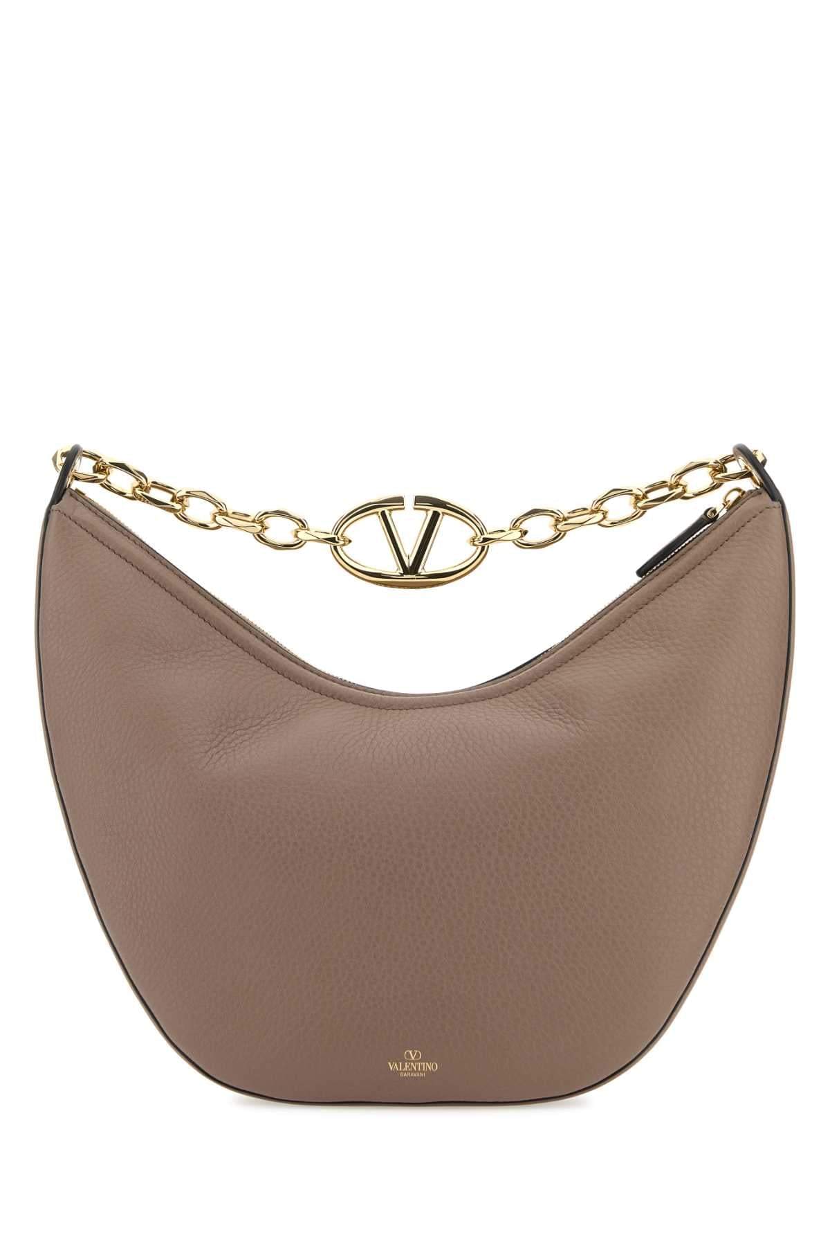 Valentino Garavani Women Antiqued Pink Leather Medium Hobo Vlogo Moon Shoulder Bag