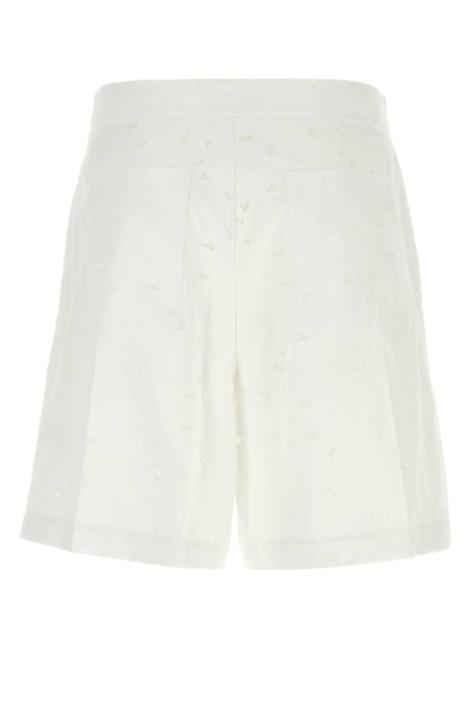 Valentino Garavani Men White Cotton Blend Bermuda Shorts