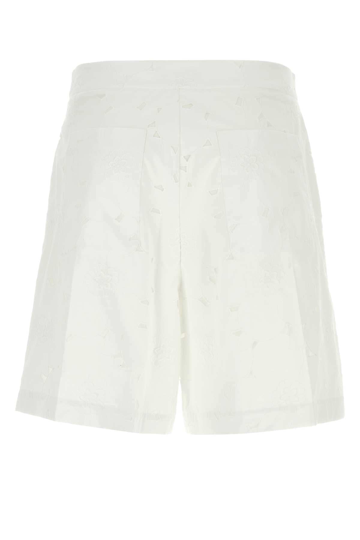 Valentino Garavani Men White Cotton Blend Bermuda Shorts