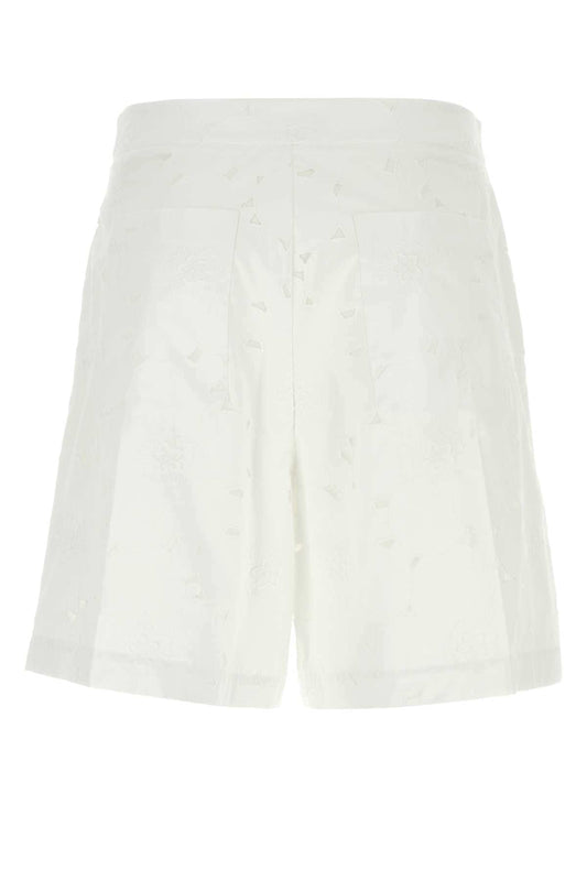 Valentino Garavani Men White Cotton Blend Bermuda Shorts