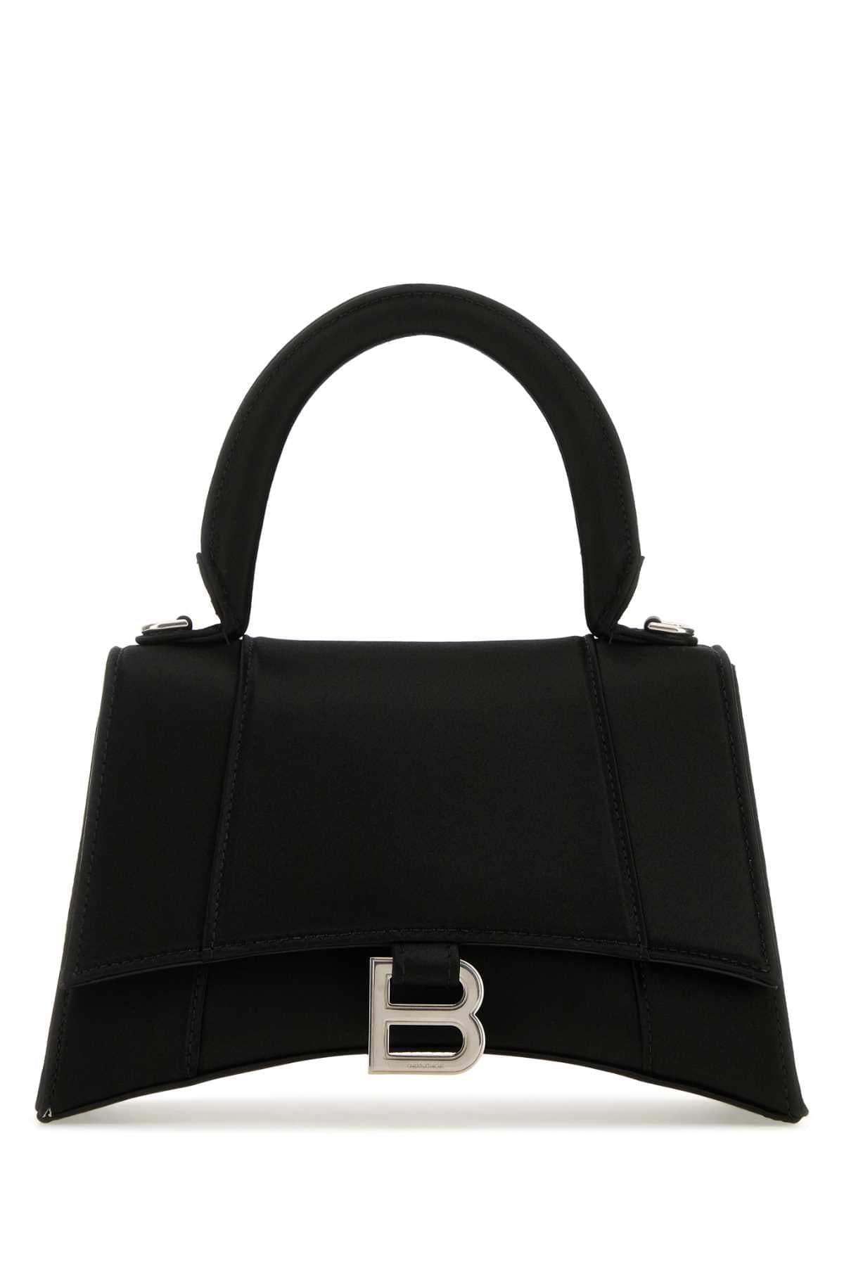Balenciaga Women Black Satin Small Hourglass Handbag