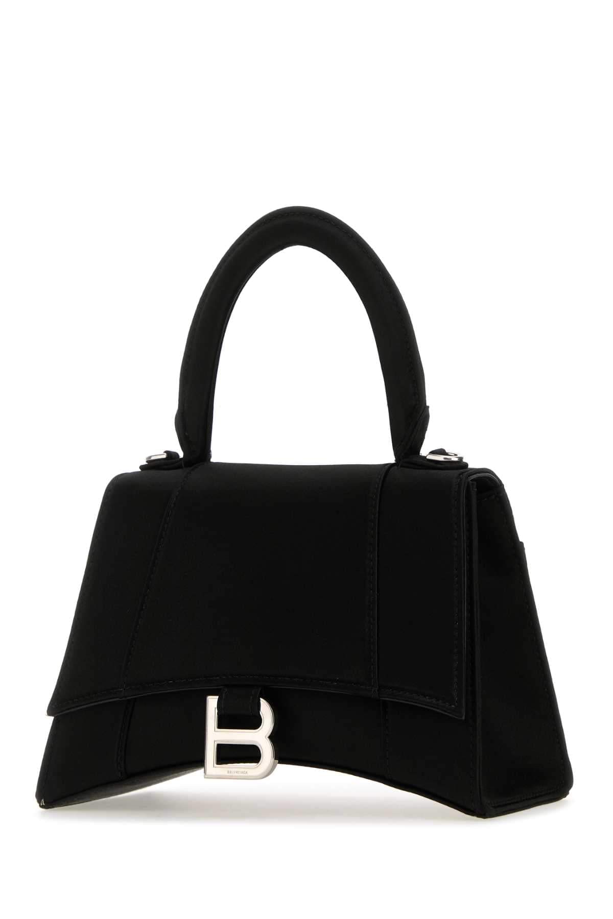 Balenciaga Women Black Satin Small Hourglass Handbag