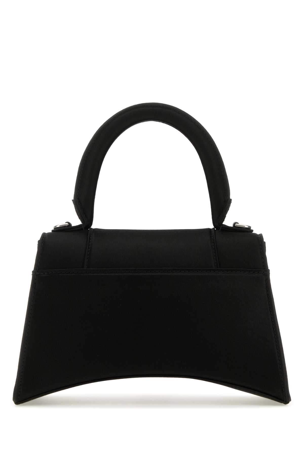 Balenciaga Women Black Satin Small Hourglass Handbag
