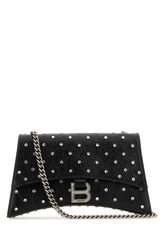 Balenciaga Women Black Leather Crush Xs Shoulder Bag