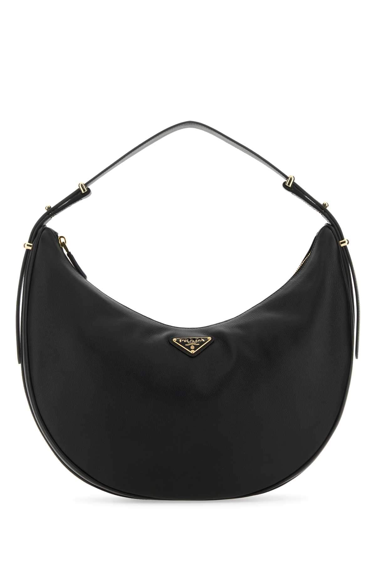 Prada Women Black Leather Big Arquã¨ Handbag