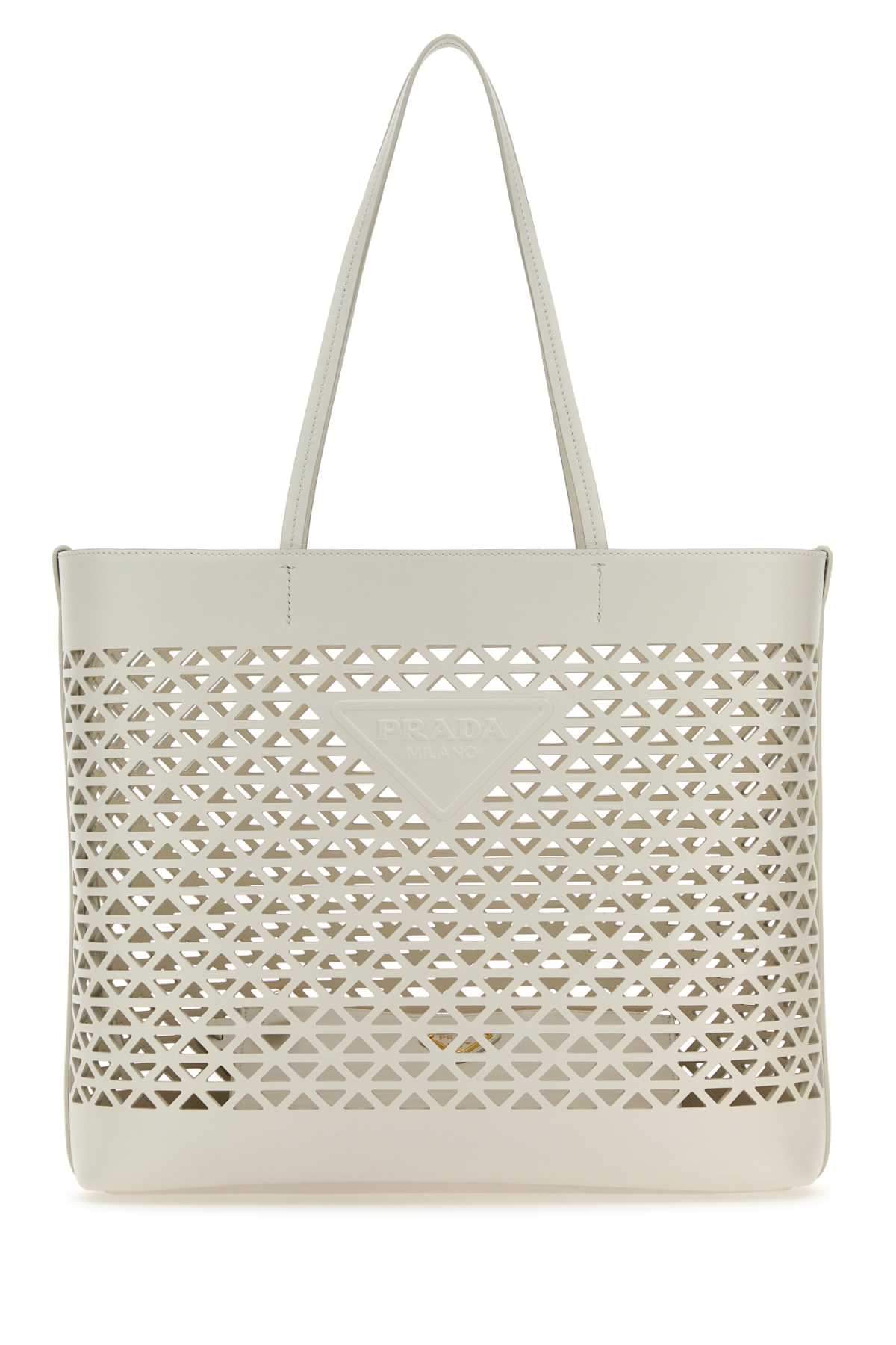 Prada Women White Leather Shopping Bag