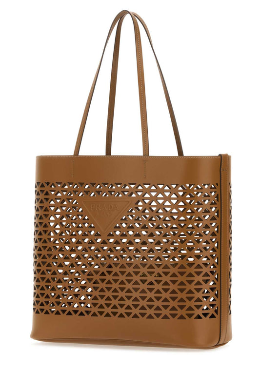 Prada Women Caramel Leather Shopping Bag