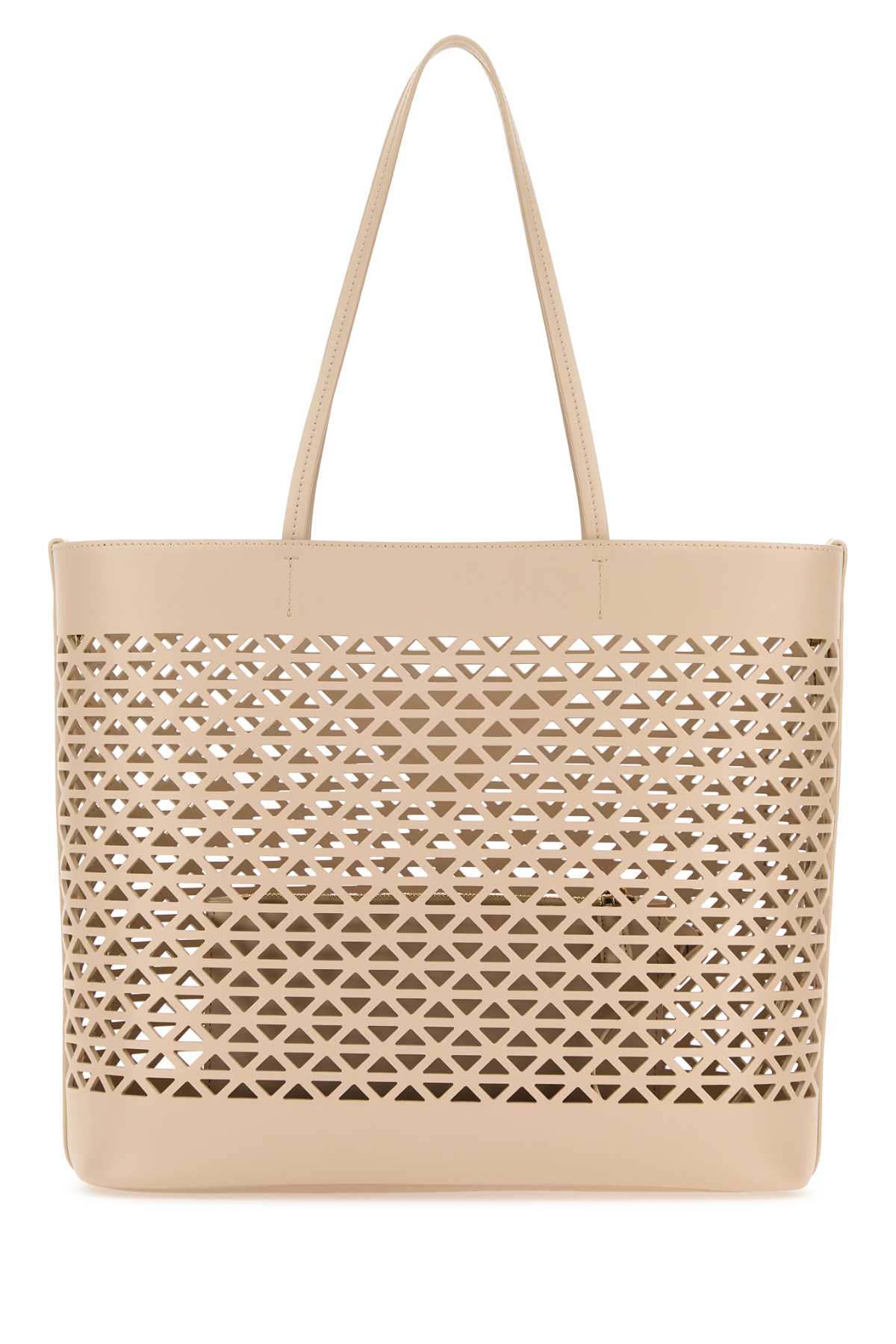 Prada Women Sand Leather Shopping Bag