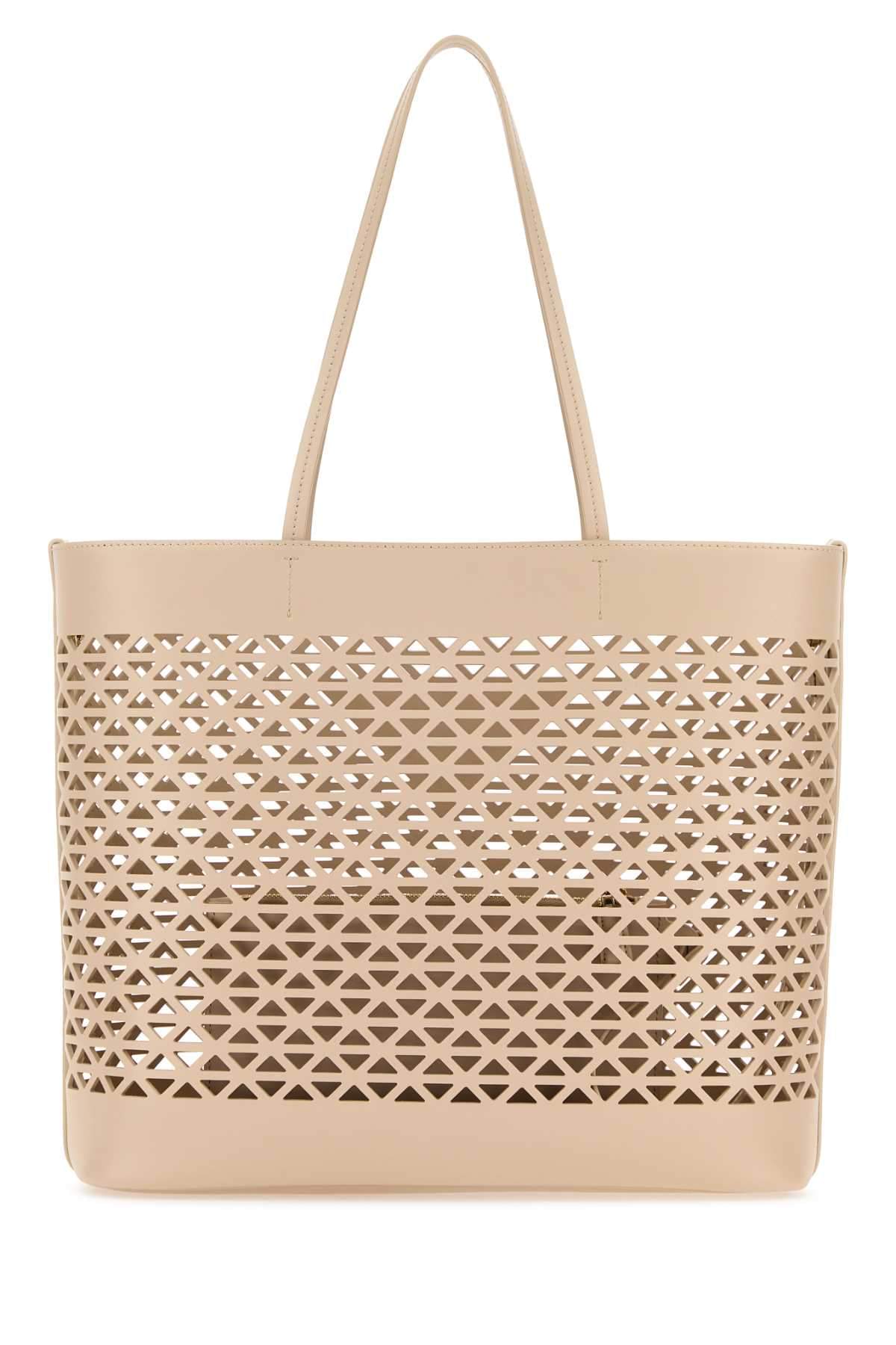 Prada Women Sand Leather Shopping Bag