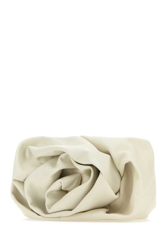 Burberry Women Ivory Nappa Leather Rose Clutch