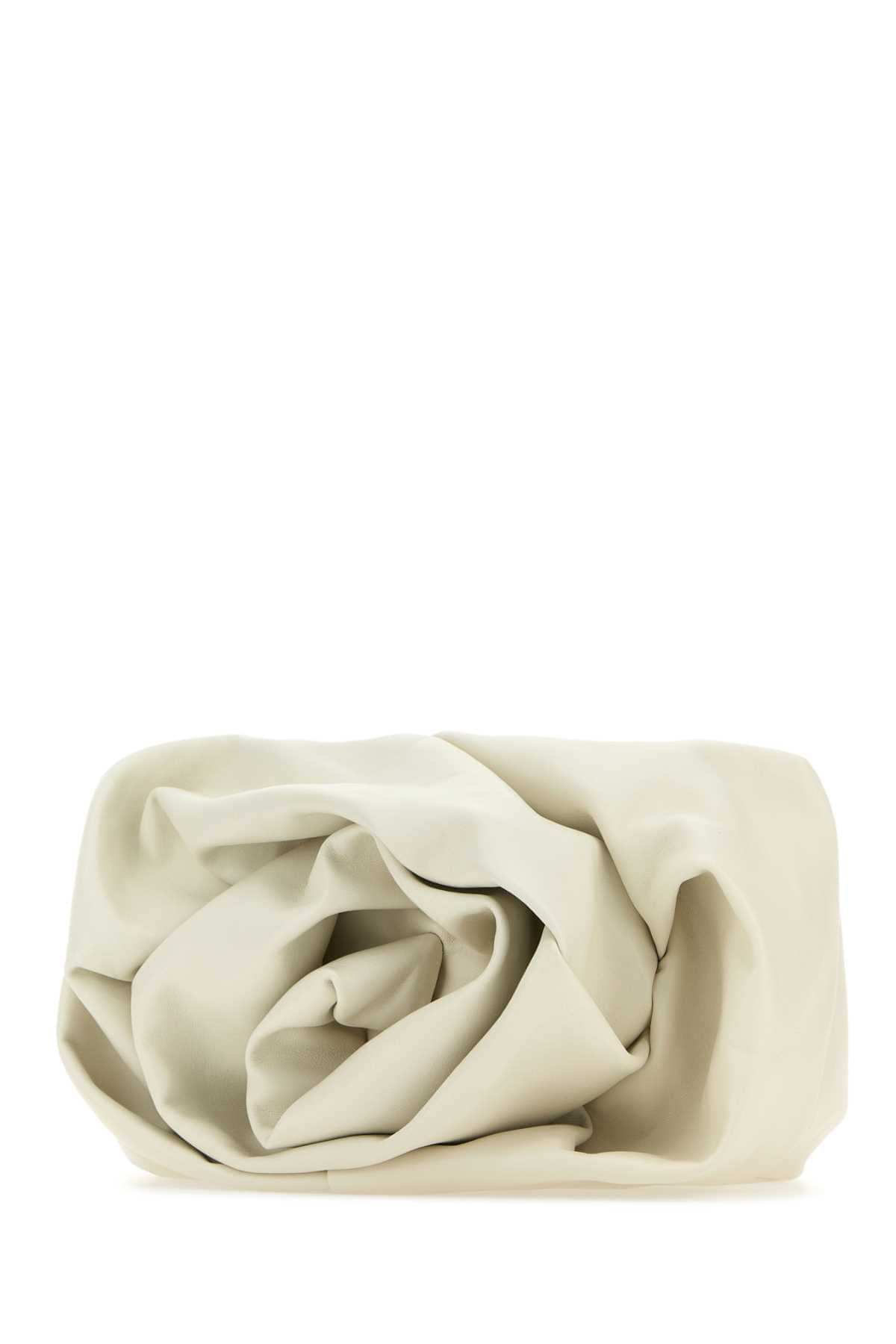 Burberry Women Ivory Nappa Leather Rose Clutch