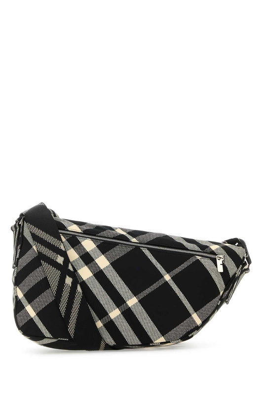 Burberry Men Embroidered Fabric Shield Crossbody Bag
