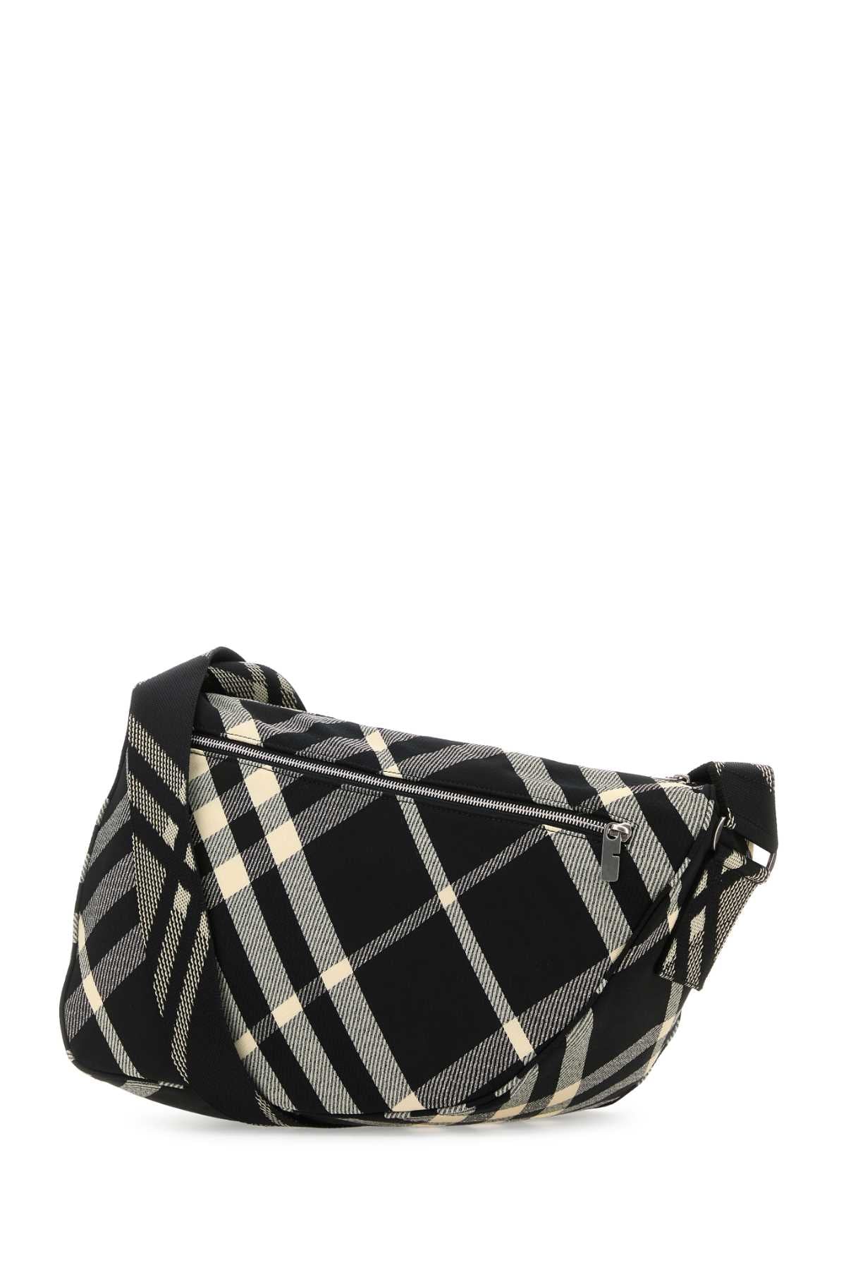 Burberry Men Embroidered Fabric Shield Crossbody Bag
