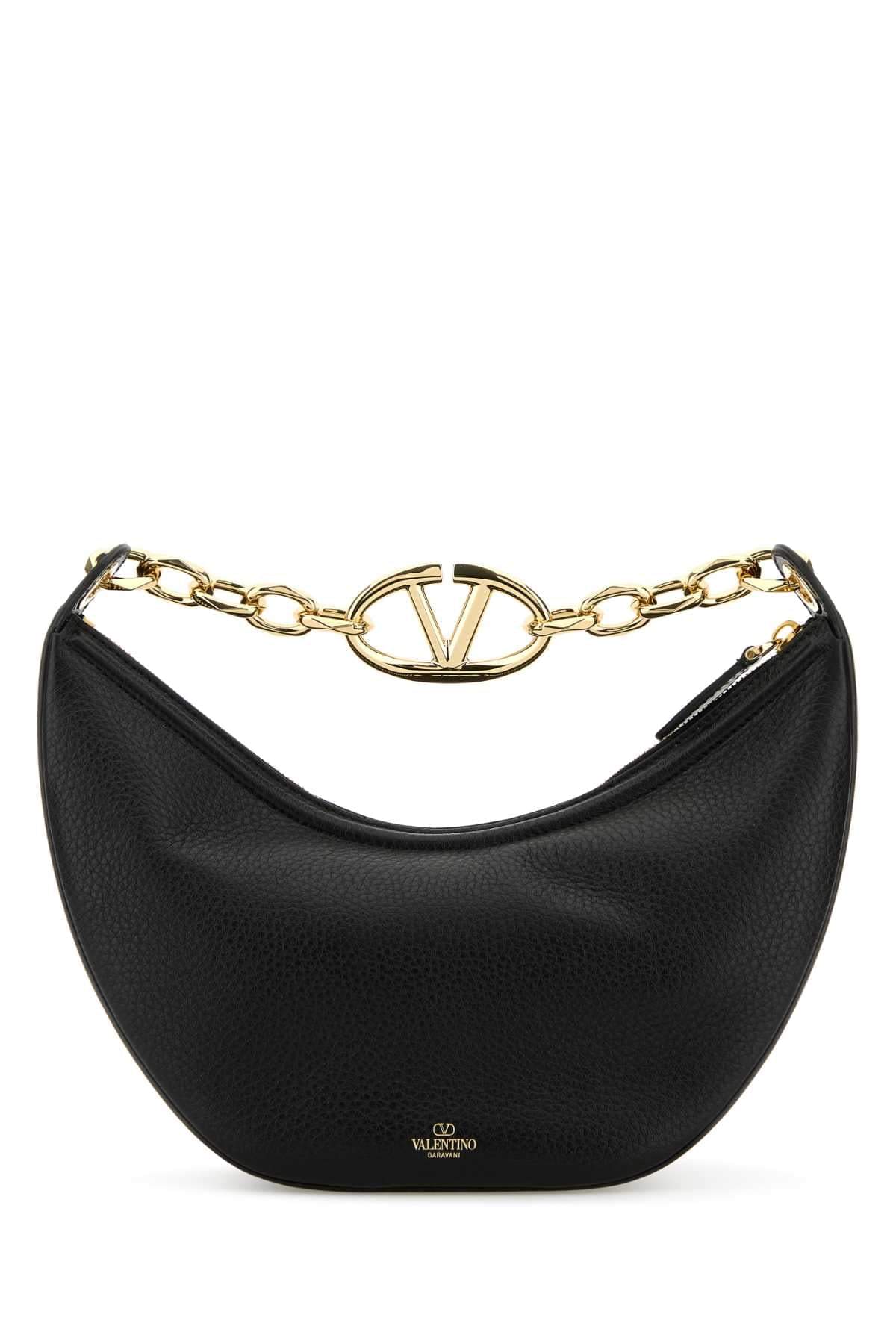 Valentino Garavani Women Black Leather Small Hobo Vlogo Moon Handbag