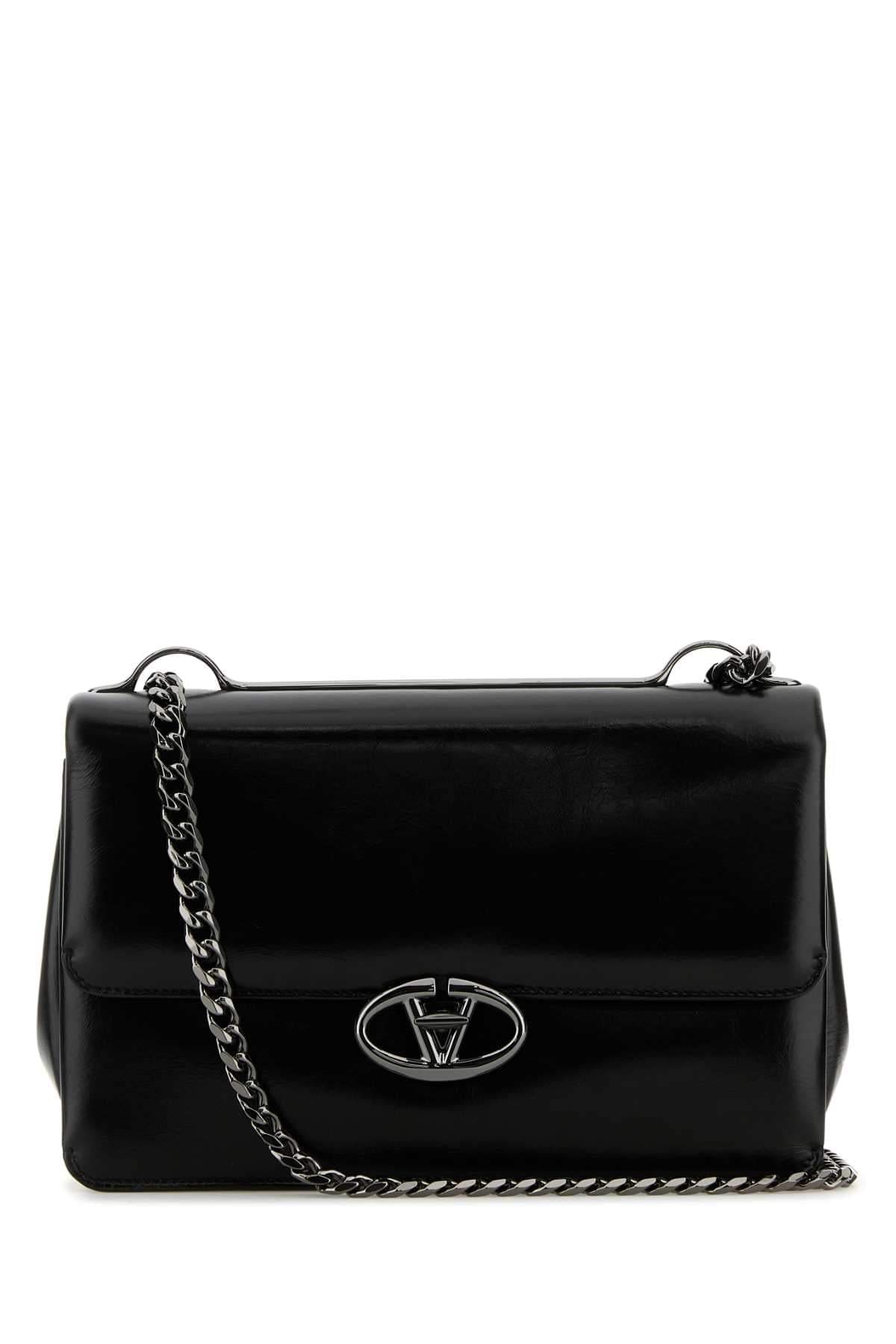 Valentino Garavani Women Black Leather Medium Vlogo Shoulder Bag