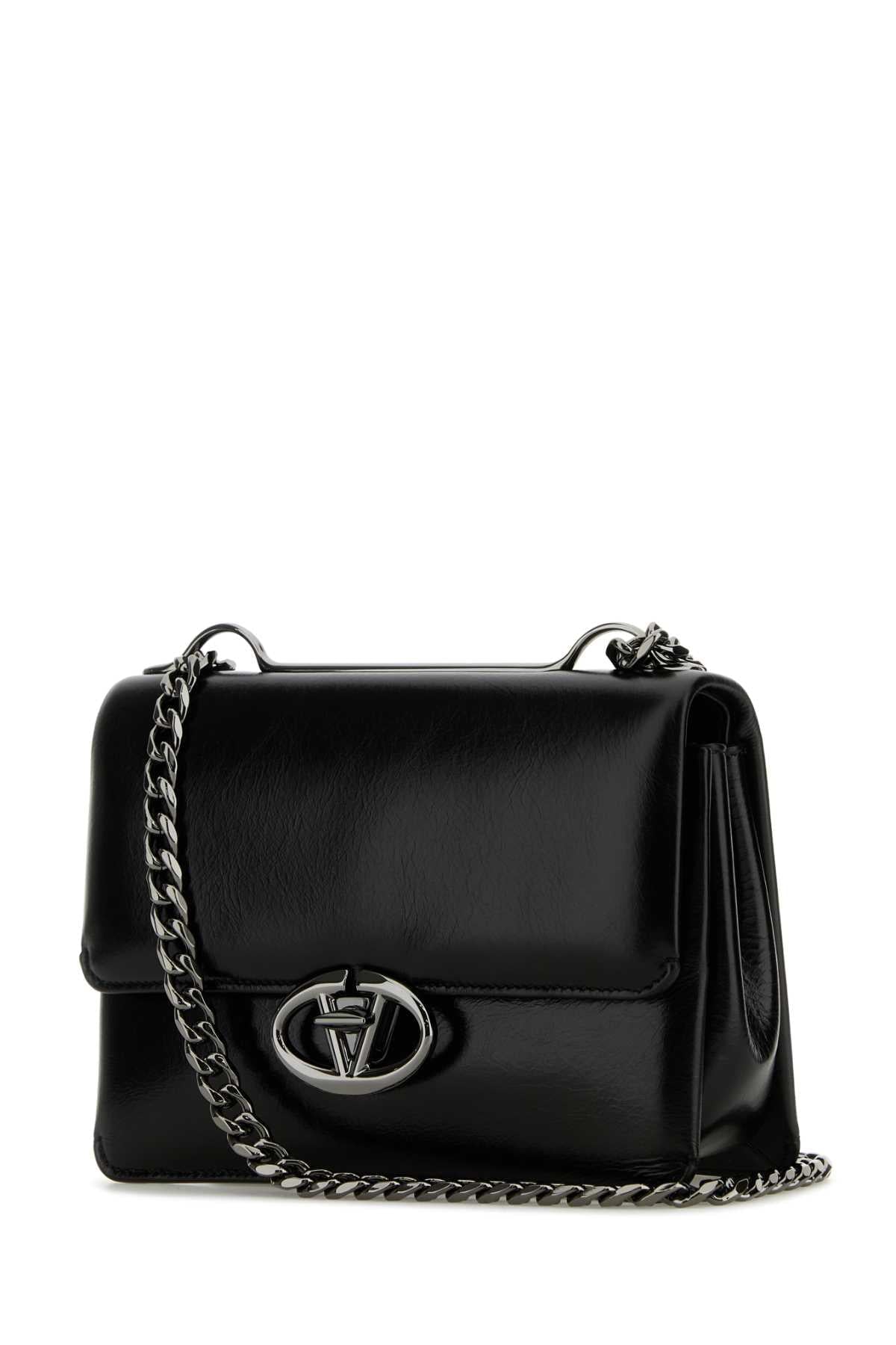 Valentino Garavani Women Black Leather Small Vlogo Shoulder Bag