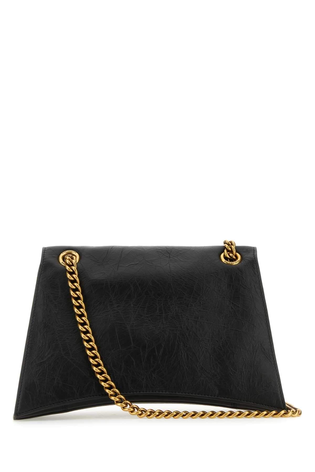 Balenciaga Women Black Leather Medium Crush Shoulder Bag