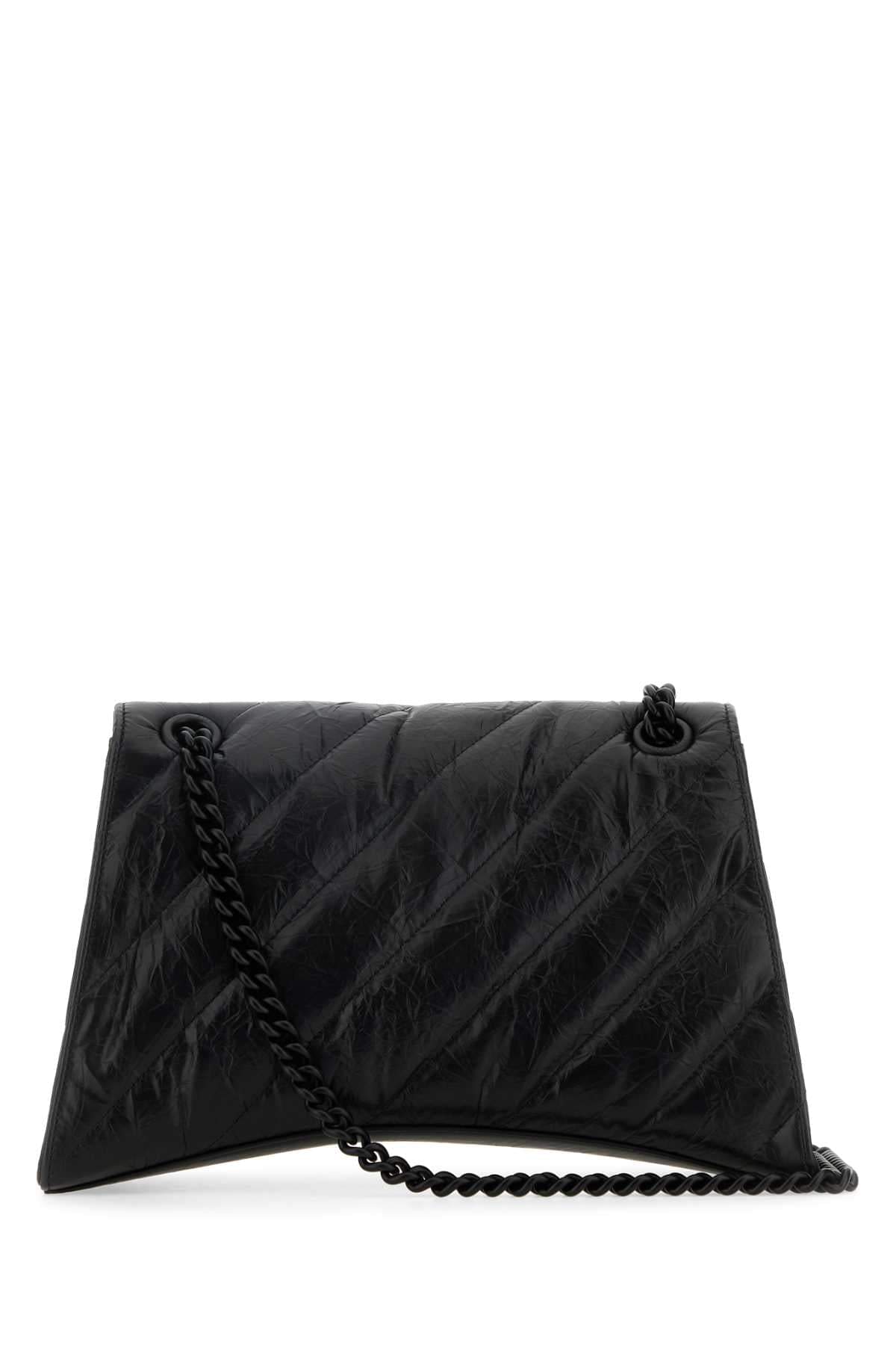 Balenciaga Women Black Leather Medium Crush Shoulder Bag