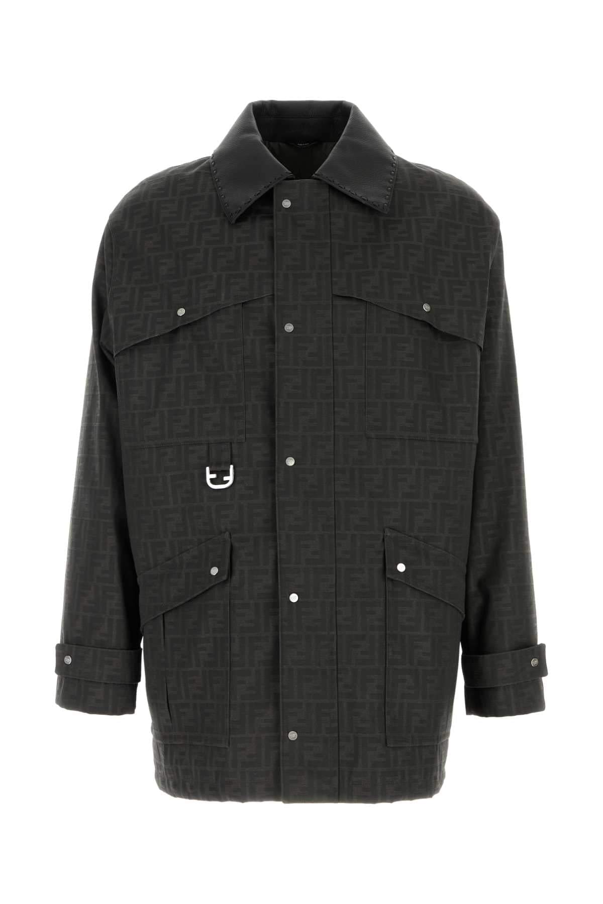 Fendi Men Embroidered Canvas Coat