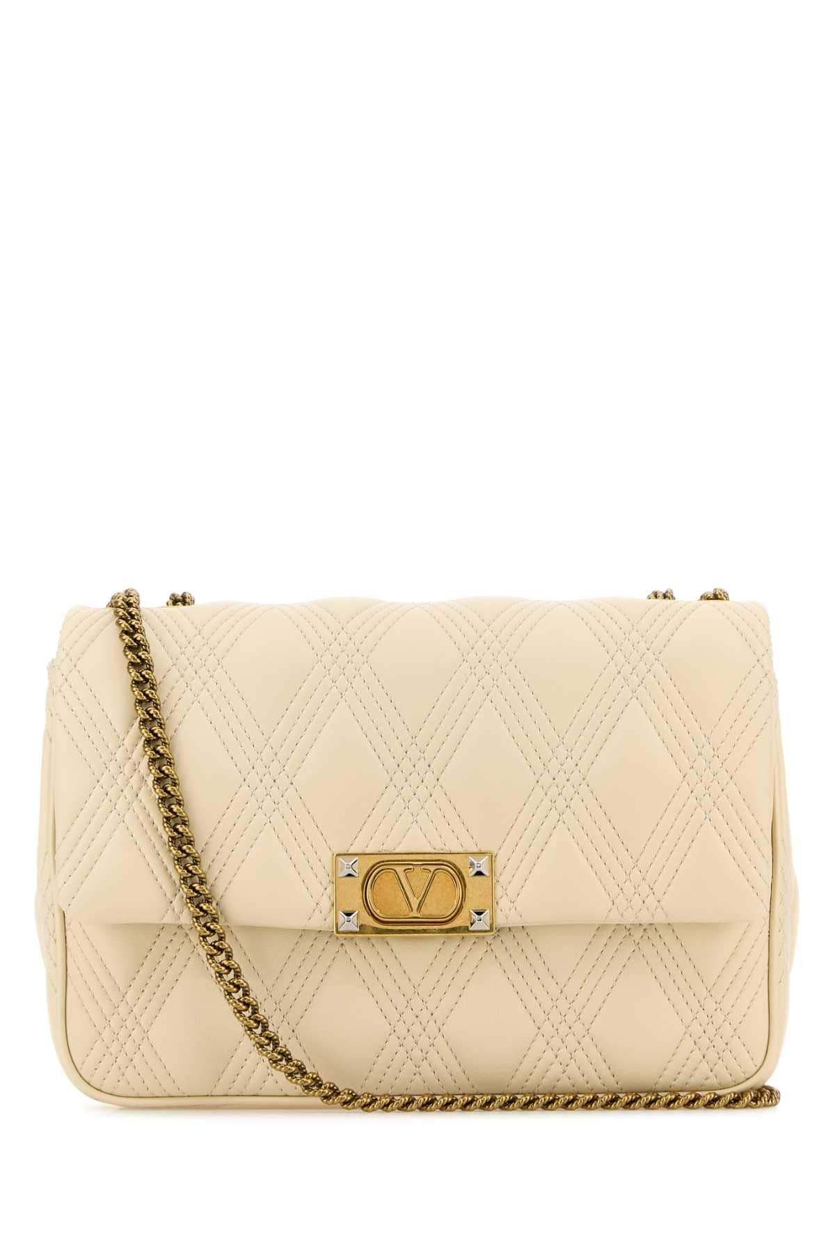 Valentino Garavani Women Ivory Nappa Leather Large Quiltie 67 Shoulder Bag