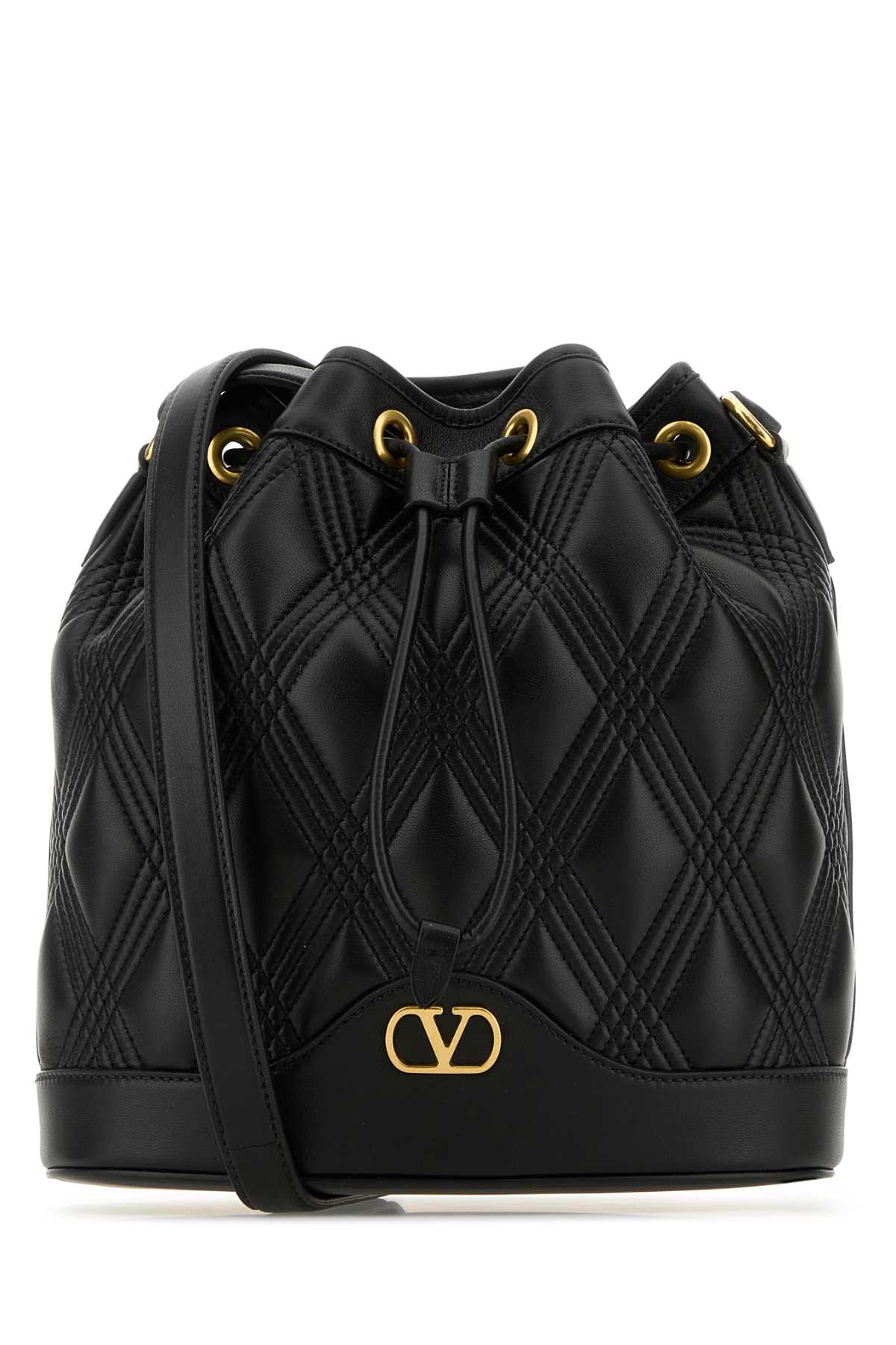 Valentino Garavani Women Black Nappa Leather Quiltie Bucket Bag