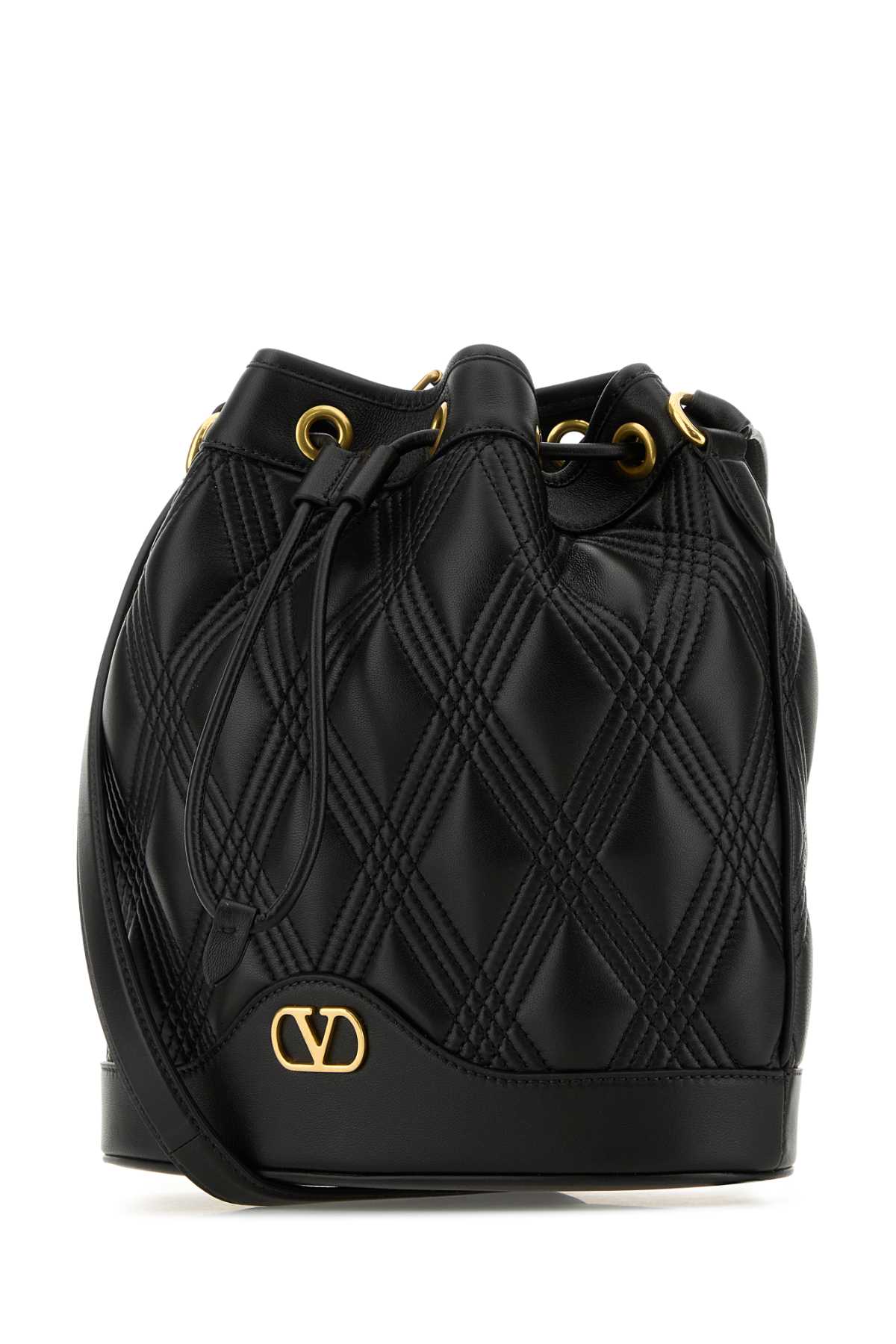 Valentino Garavani Women Black Nappa Leather Quiltie Bucket Bag