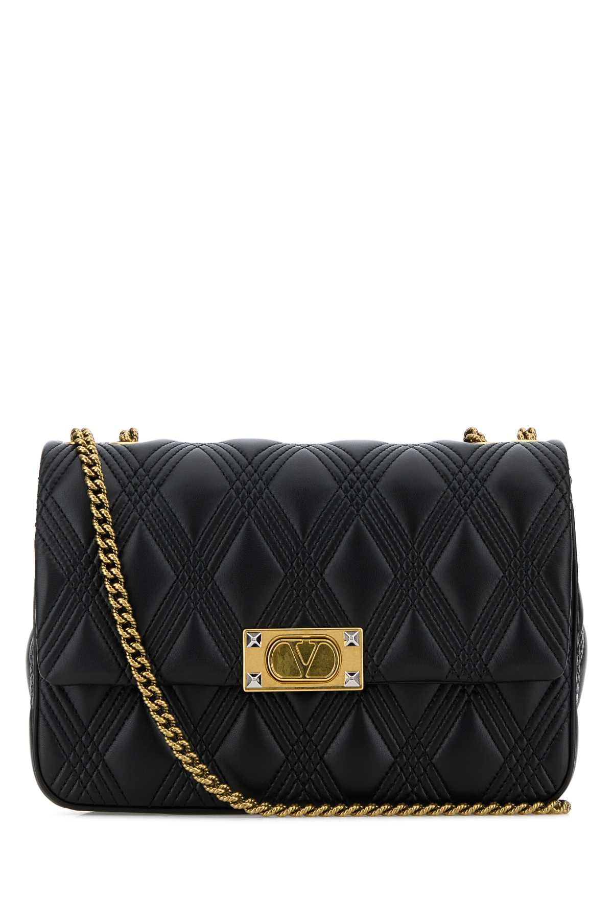 Valentino Garavani Women Black Nappa Leather Large Quiltie 67 Shoulder Bag