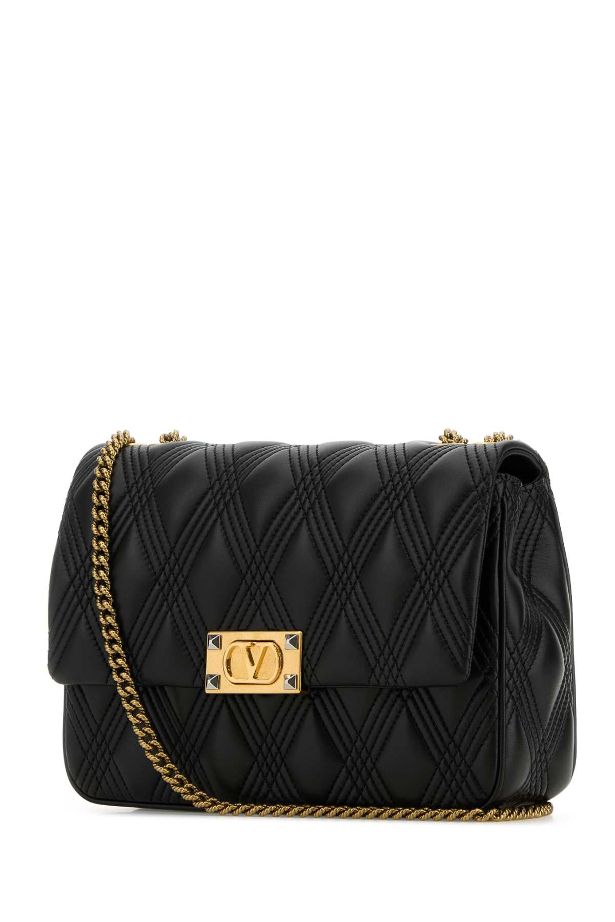 Valentino Garavani Women Black Nappa Leather Large Quiltie 67 Shoulder Bag