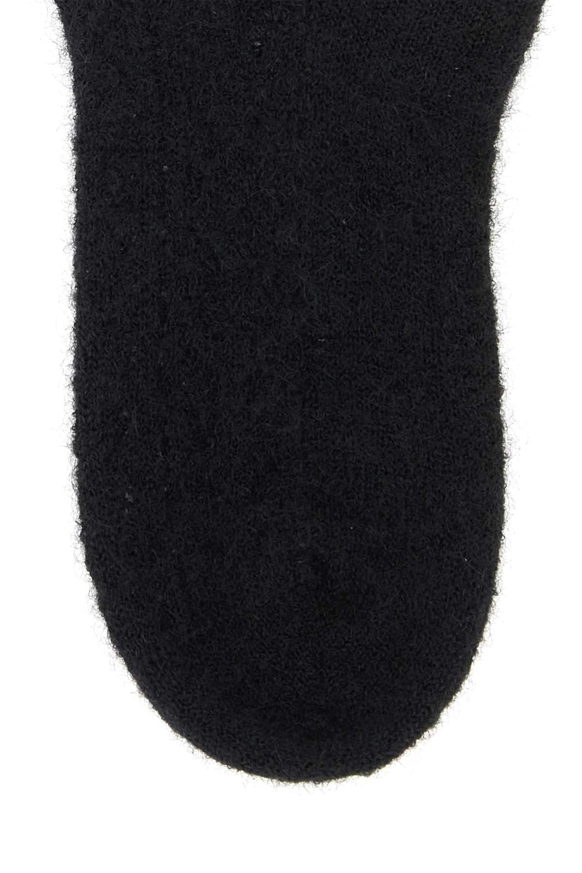 Valentino Garavani Women Black Stretch Mohair Blend Socks