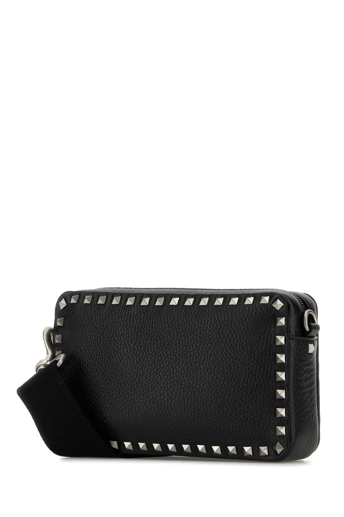 Valentino Garavani Men Black Leather Rockstud Crossbody Bag