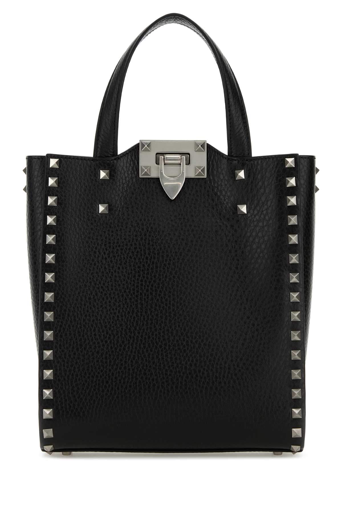 Valentino Garavani Men Black Leather Rockstud Handbag