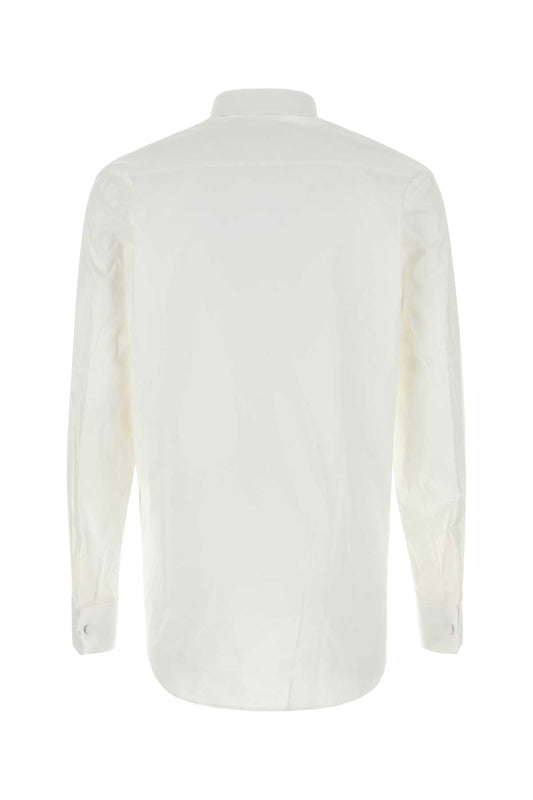 Prada Men White Stretch Cotton Blend Shirt