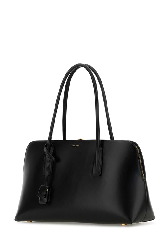 Saint Laurent Women Black Leather Shopping Bag