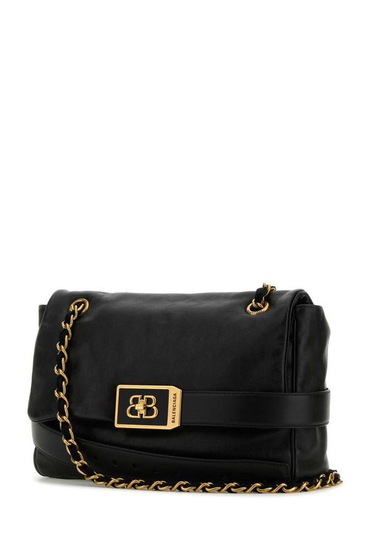 Balenciaga Women Black Leather Medium Modu Shoulder Bag