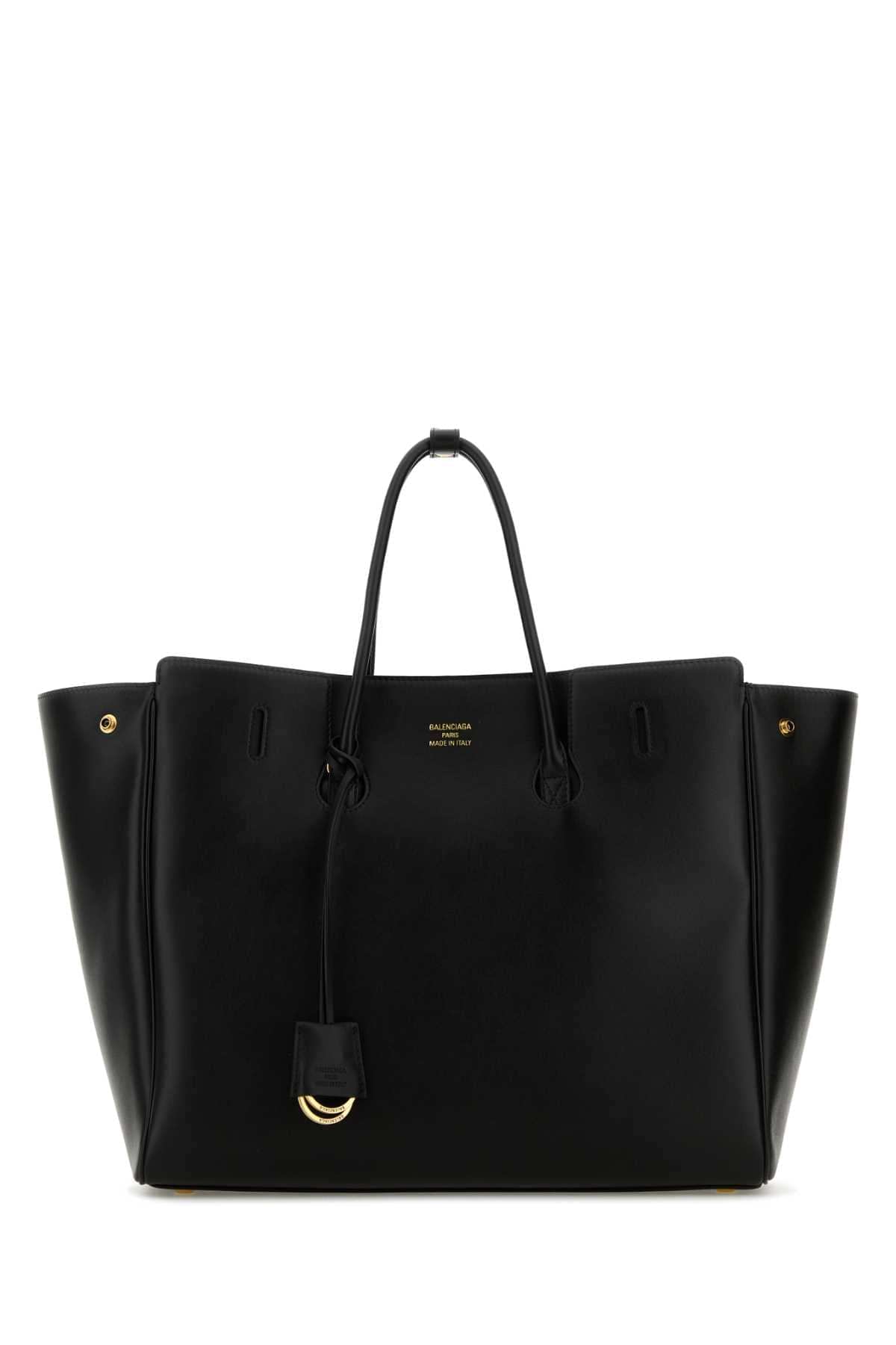 Balenciaga Women Black Leather Carry All Hampton Shopping Bag