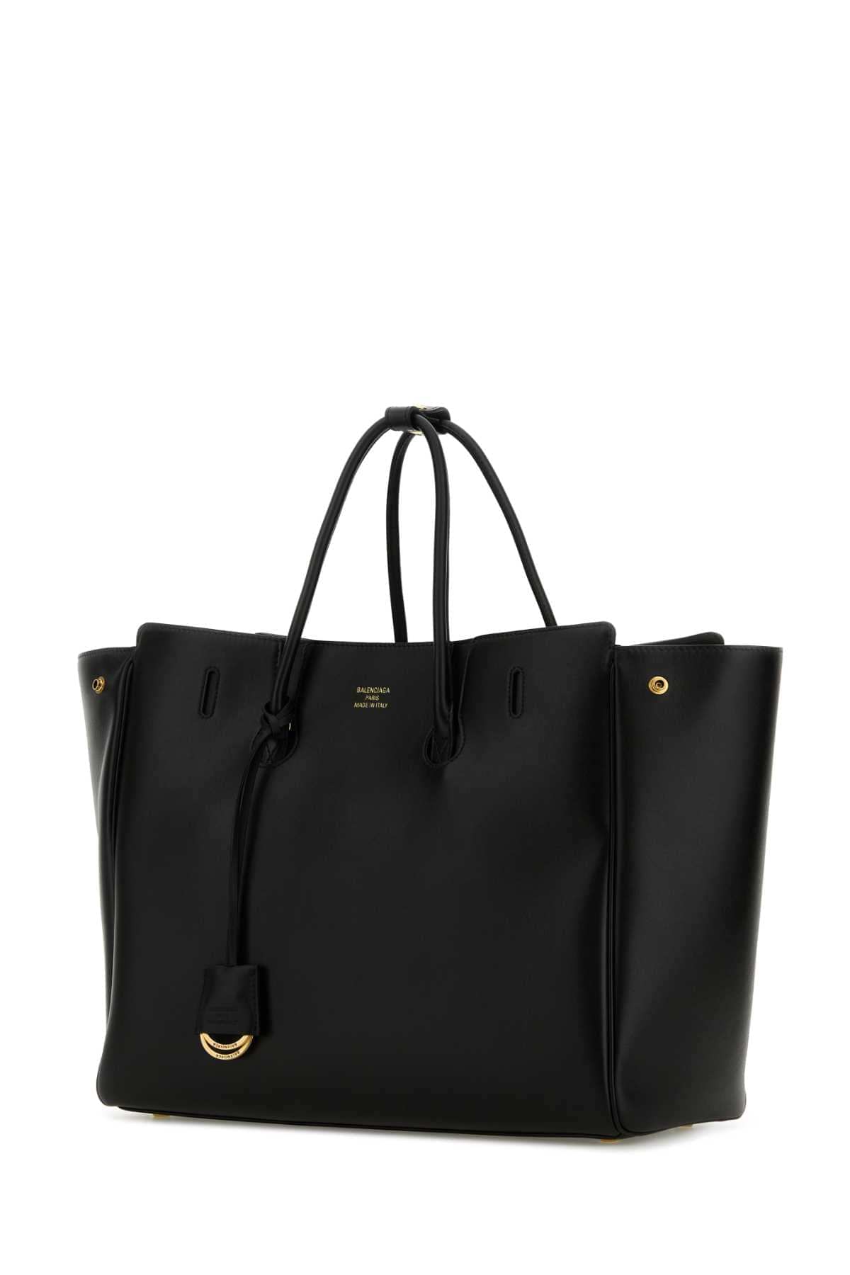 Balenciaga Women Black Leather Carry All Hampton Shopping Bag