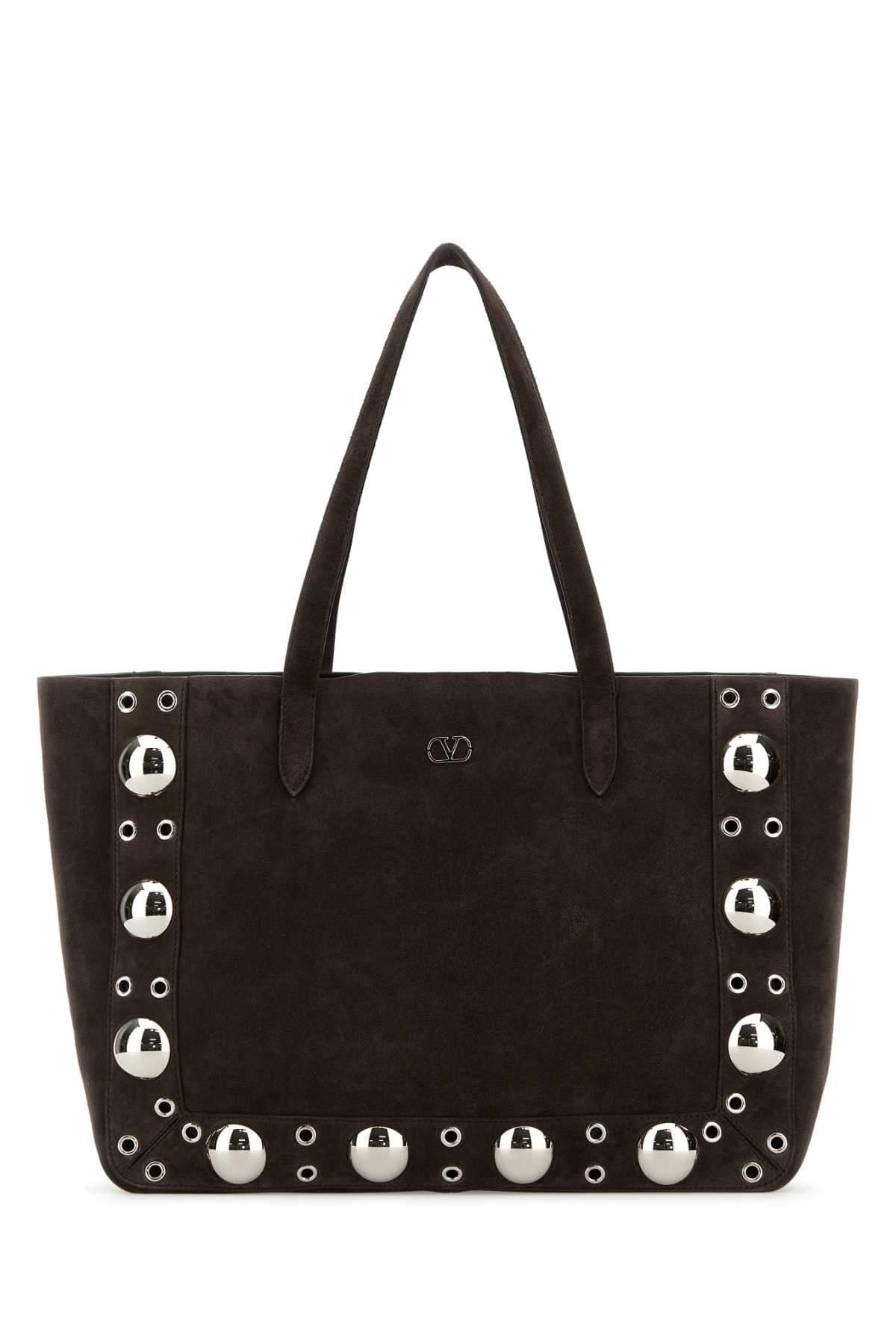 Valentino Garavani Women Brown Suede Nellcã´Te Shopping Bag