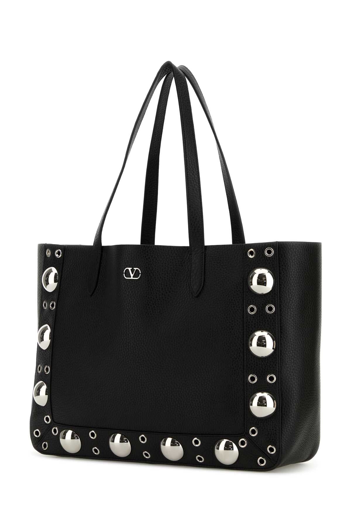 Valentino Garavani Women Black Leather Vlogo Signature Shopping Bag
