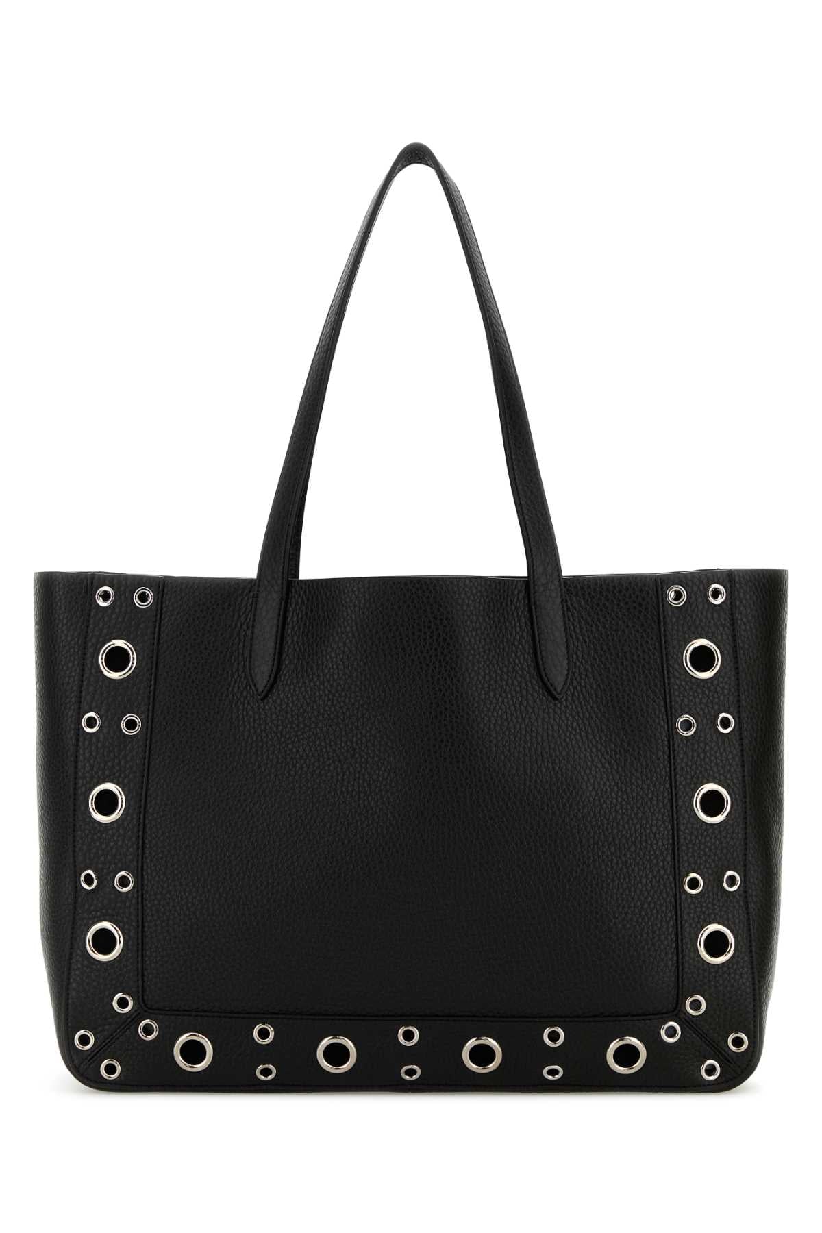 Valentino Garavani Women Black Leather Vlogo Signature Shopping Bag