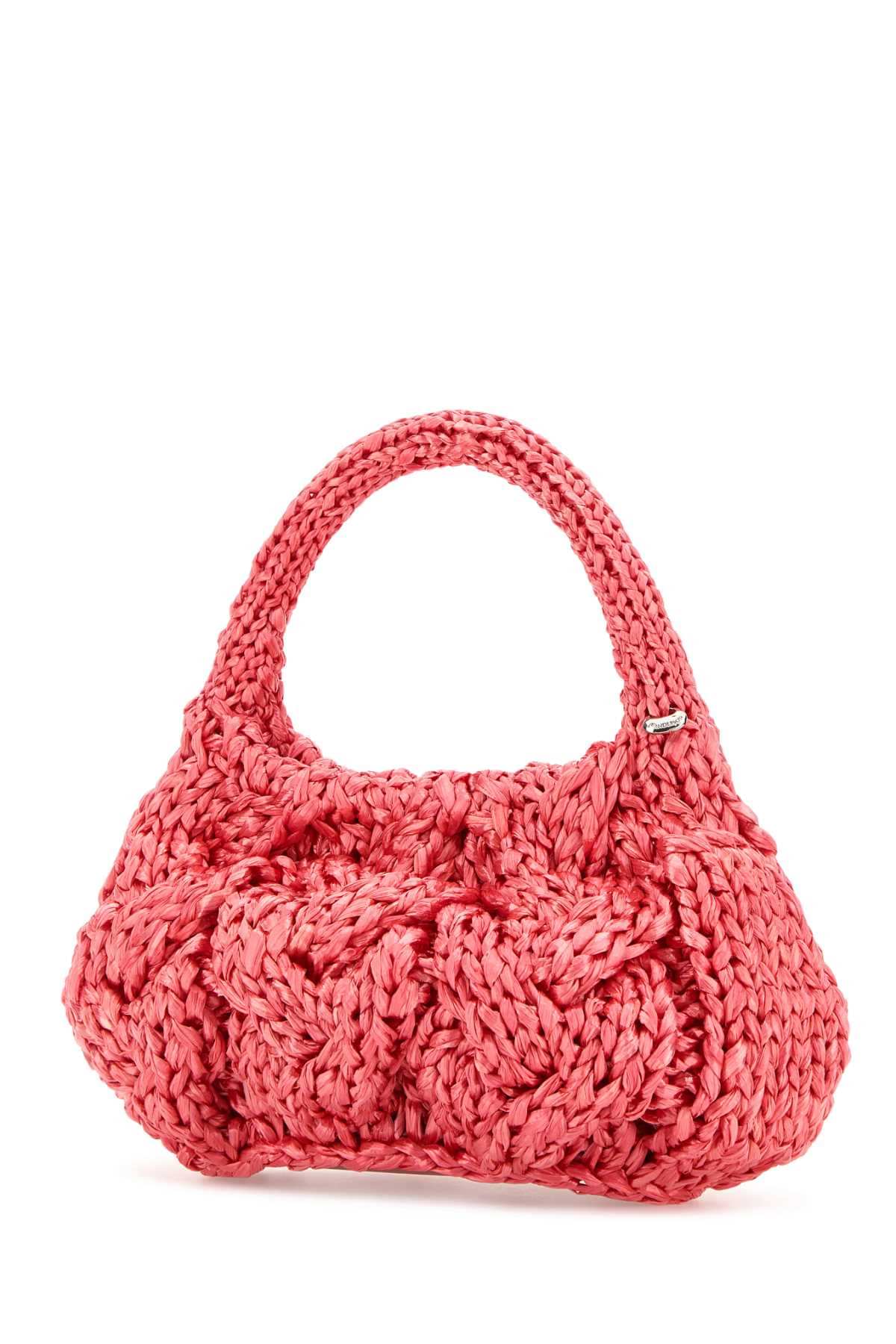 Jw Anderson Women Fuchsia Raffia Small Cable Handbag