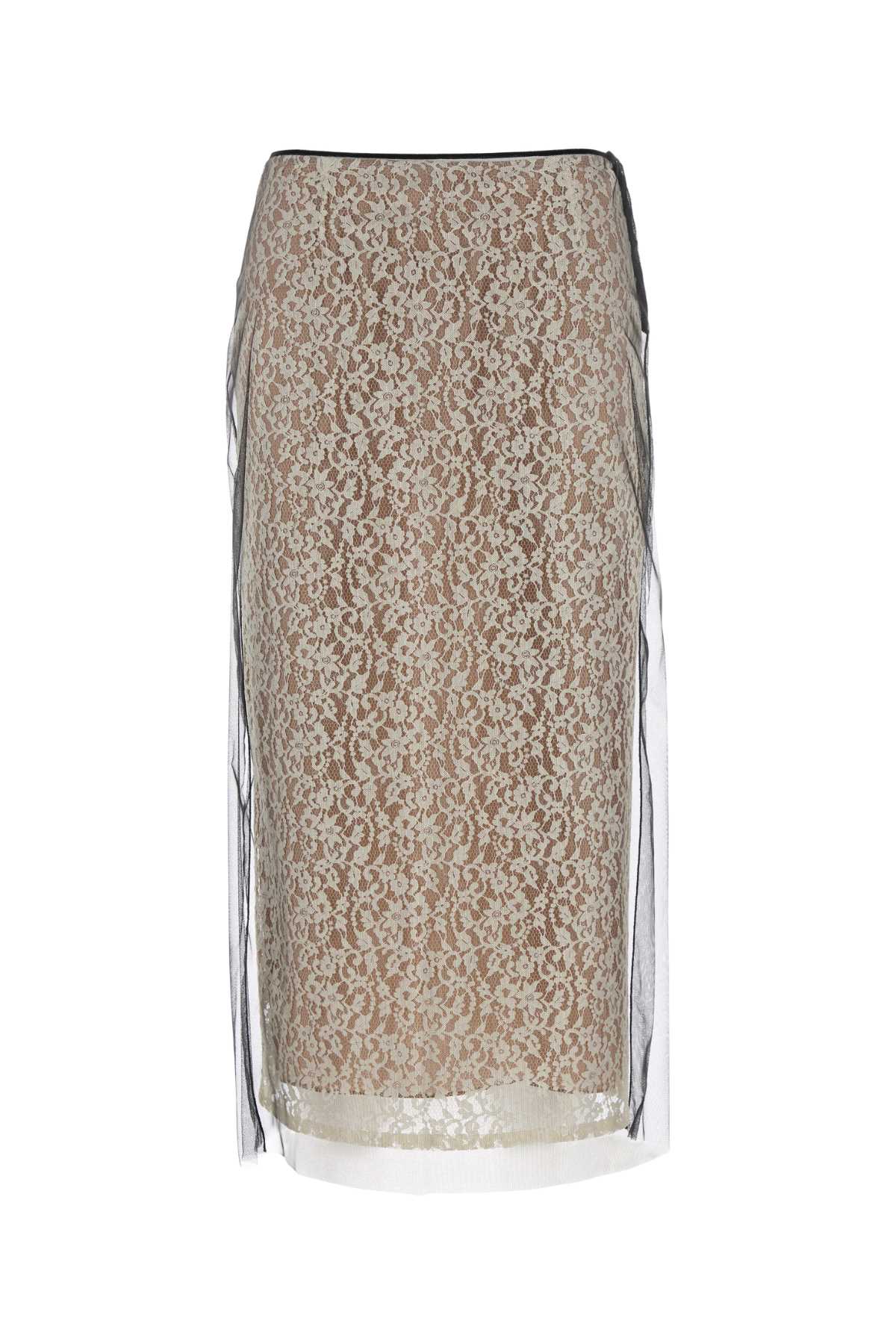 Fendi Women Black Lace Skirt