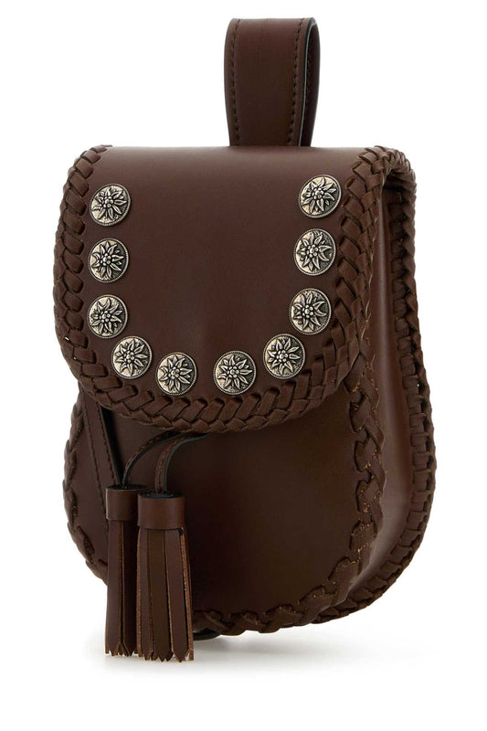 Prada Women Brown Leather Crossbody Bag