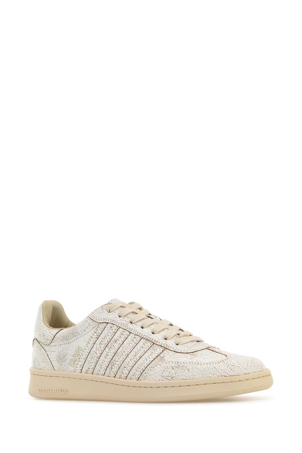 Dsquared Men White Leather Boxer Sneakers