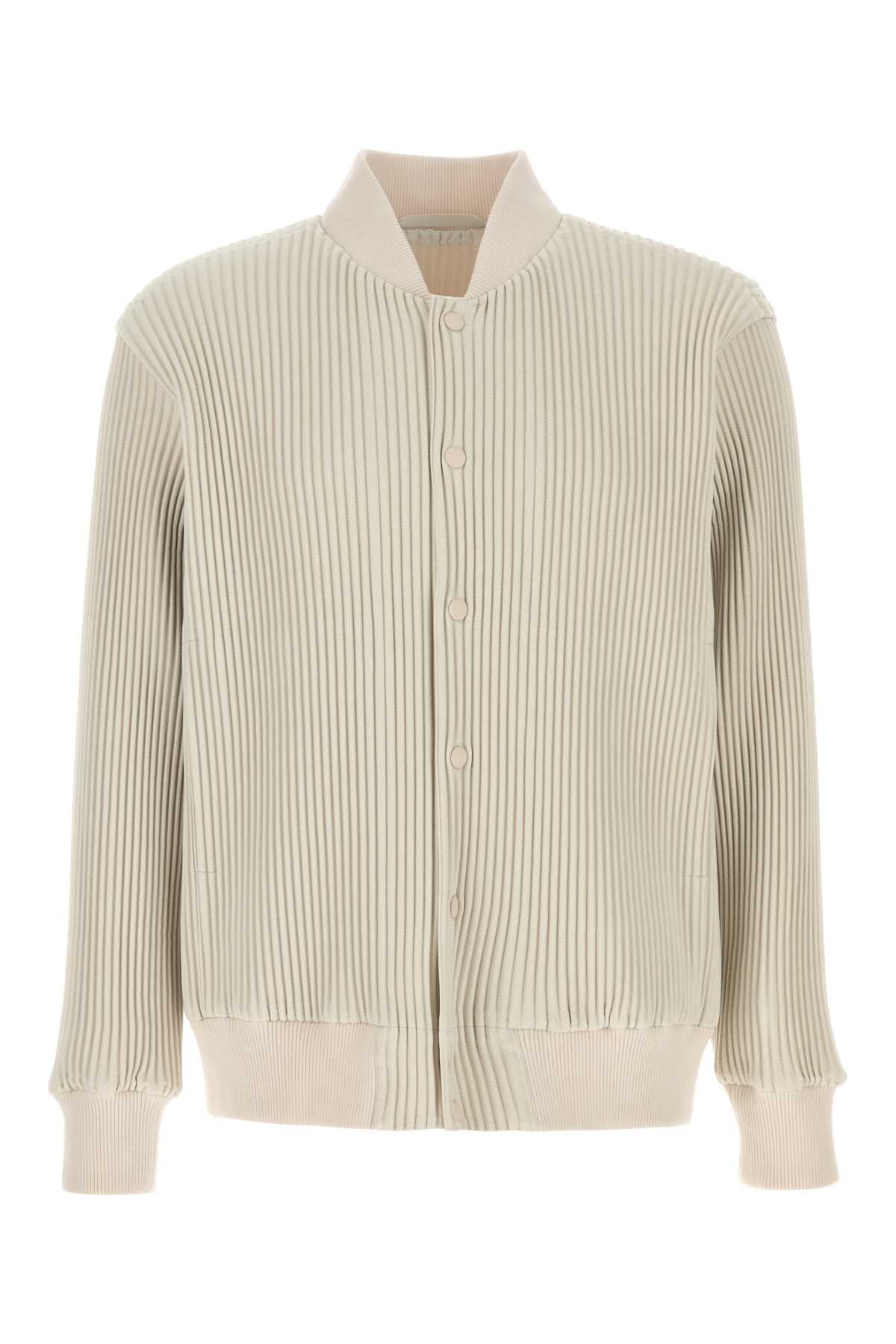 Homme Plisse' Issey Miyake Men Ivory Polyester Bomber Jacket