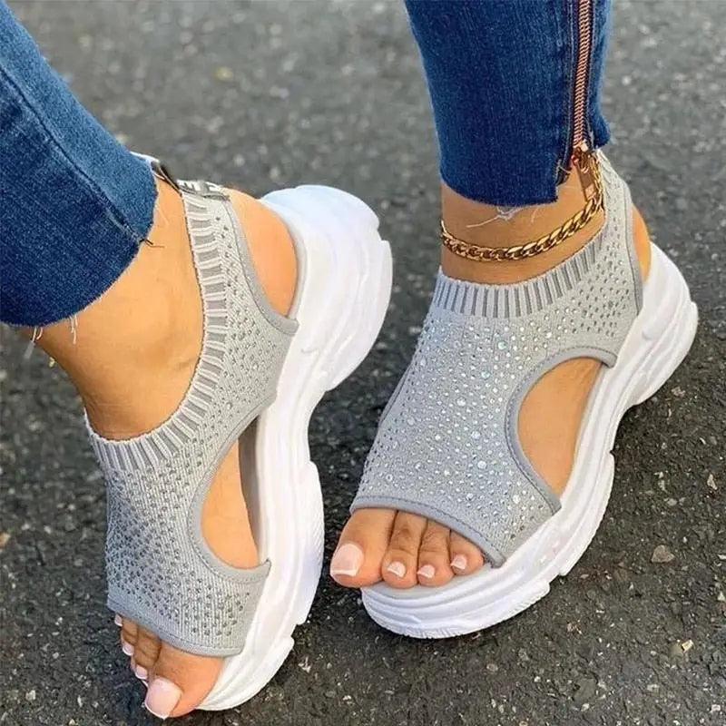 Elegant Women Sandals Comfort Summer Stretch Fabric Durable Material Modern Design For Womens