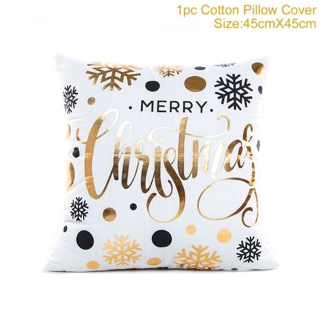 2022 Santa Claus Christmas Pillowcase Decor For Home Christmas Throw Pillow Covers Decorative Snowman Santa Claus Pillow Covers Linen Cushion Cover Couch Pillow Cases Merry Christmas Ornament Xmas Gifts 45x45CM