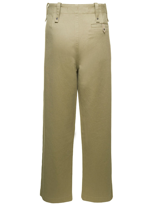 Burberry Men Beige Wide-Leg Pants In Cotton Man