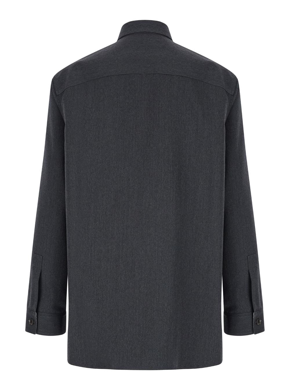 Gucci Men Grey Shirt With Pointed Collar In Wool Man