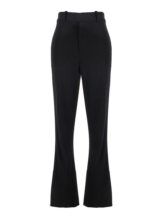 Bottega Veneta Women Black Flared Pants With Belt Loops In Viscose Blend Woman